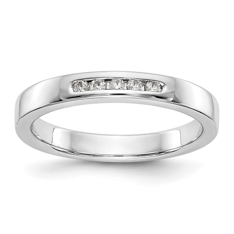 14K Weißgold Diamant-Ehering mit Kanalfassung, 5 Steine