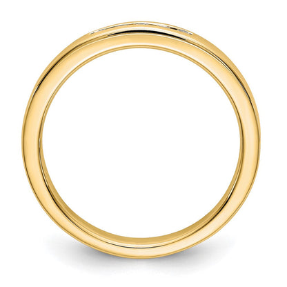 14K Gelbgold Fünf-Stein Ring mit echten Diamanten in Kanalfassung