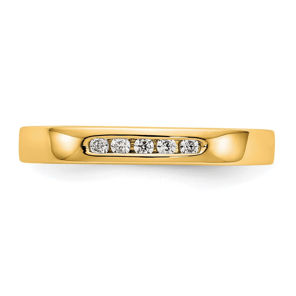 14K Gelbgold Fünf-Stein Ring mit echten Diamanten in Kanalfassung