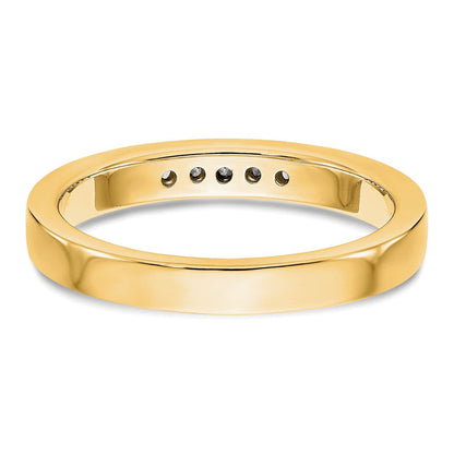 14K Gelbgold Fünf-Stein Ring mit echten Diamanten in Kanalfassung