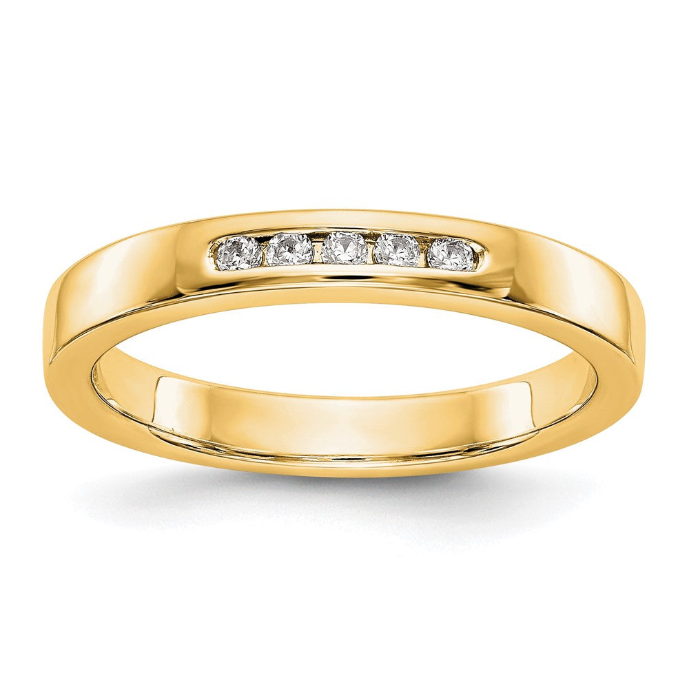 14K Gelbgold Fünf-Stein Ring mit echten Diamanten in Kanalfassung