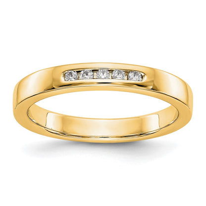 14K Gelbgold Fünf-Stein Ring mit echten Diamanten in Kanalfassung