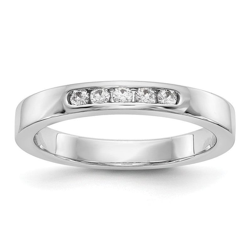 14K Weißgold Ehering mit natürlichen Diamanten in Kanalfassung