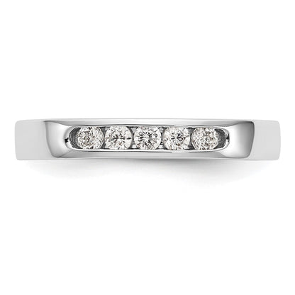 14K Weißgold Ring mit 5 natürlichen Diamanten in Kanalfassung
