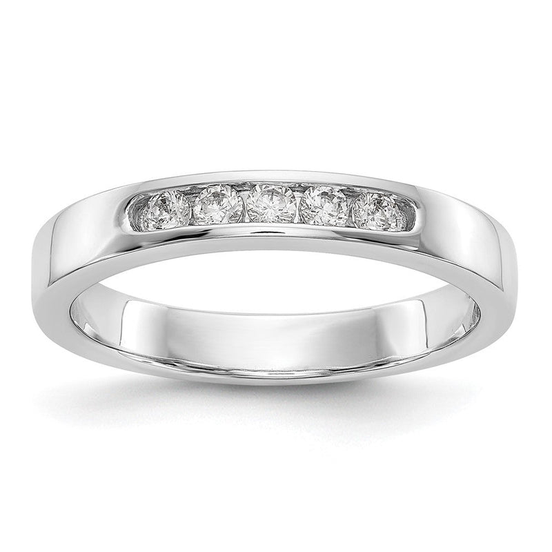 14K Weißgold Ring mit 5 natürlichen Diamanten in Kanalfassung