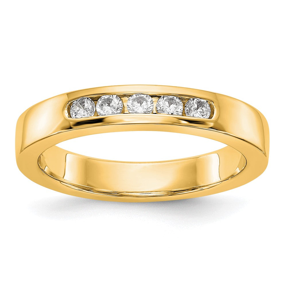 14K Gelbgold 5-Stein Diamant-Ring mit Kanalfassung