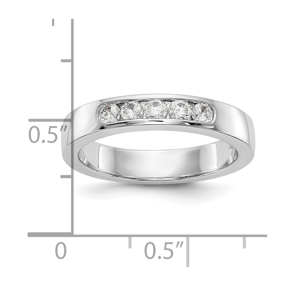 14K Weißgold Ring mit 5 Diamanten in Kanalfassung