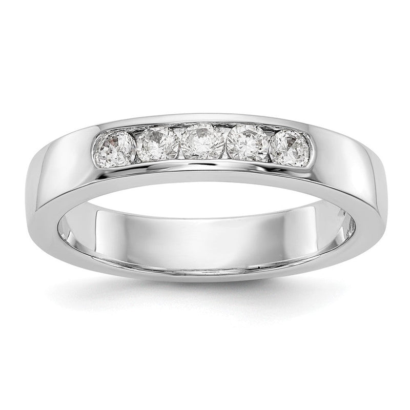 14K Weißgold Ring mit 5 Diamanten in Kanalfassung