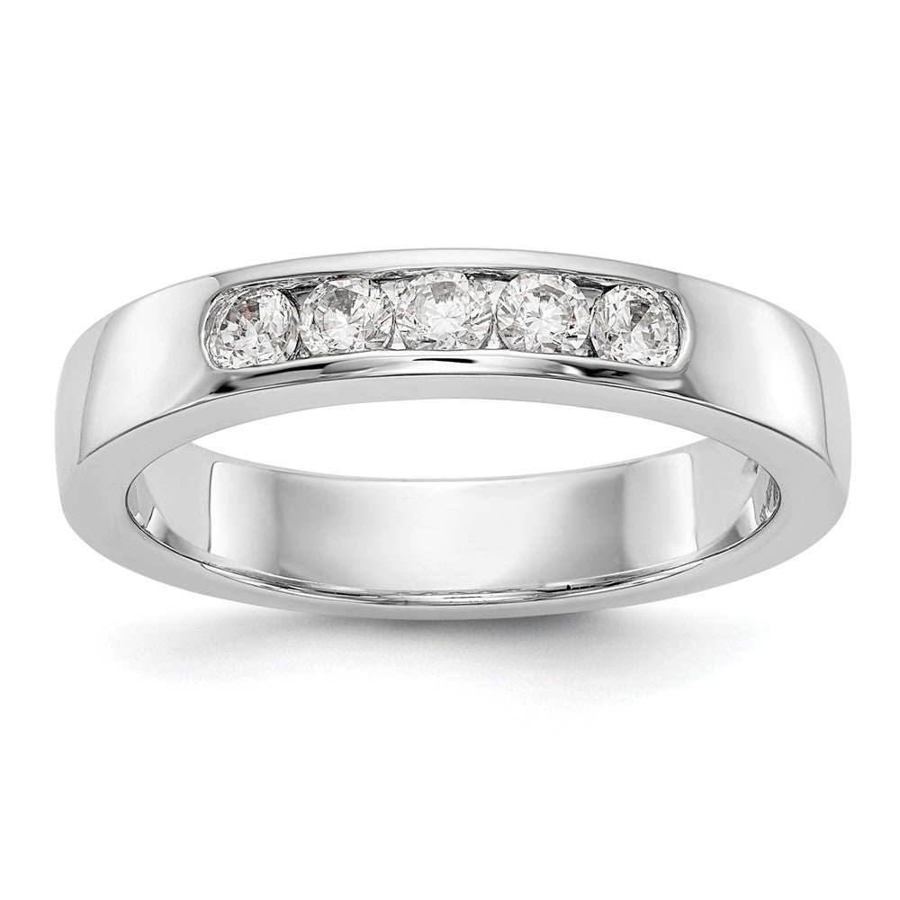 14K Weißgold 5 Stein 1/3 Karat Rund Diamant Komplett Kanalfassung Ring