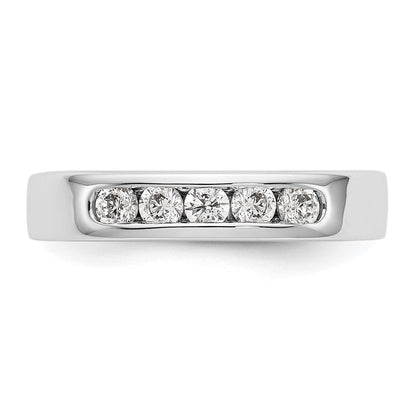 14K Weißgold 5 Stein 1/3 Karat Rund Diamant Komplett Kanalfassung Ring