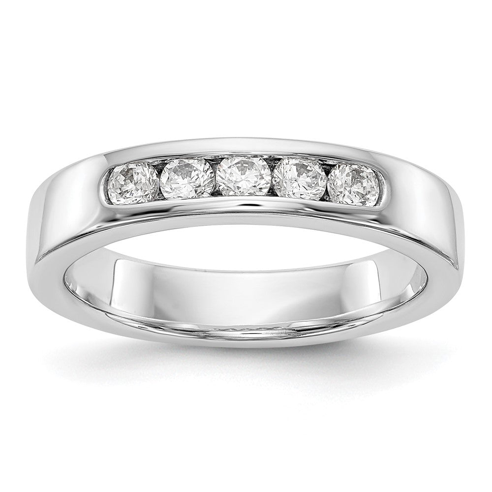 14K Weißgold 5 Stein 1/3 Karat Rund Diamant Komplett Kanalfassung Ring