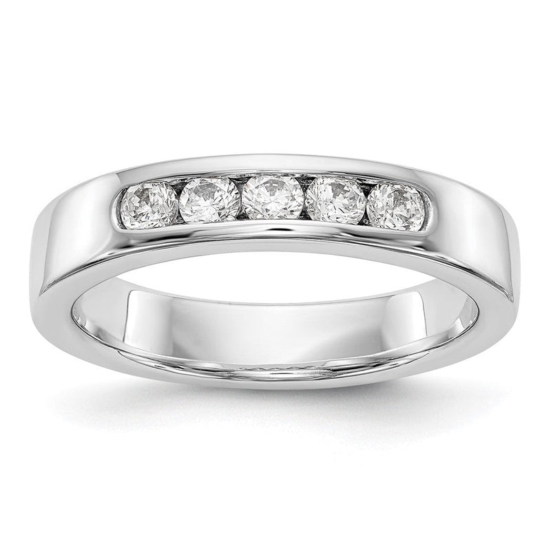 14K Weißgold Diamant-Ring mit 5 Steinen in Kanalfassung