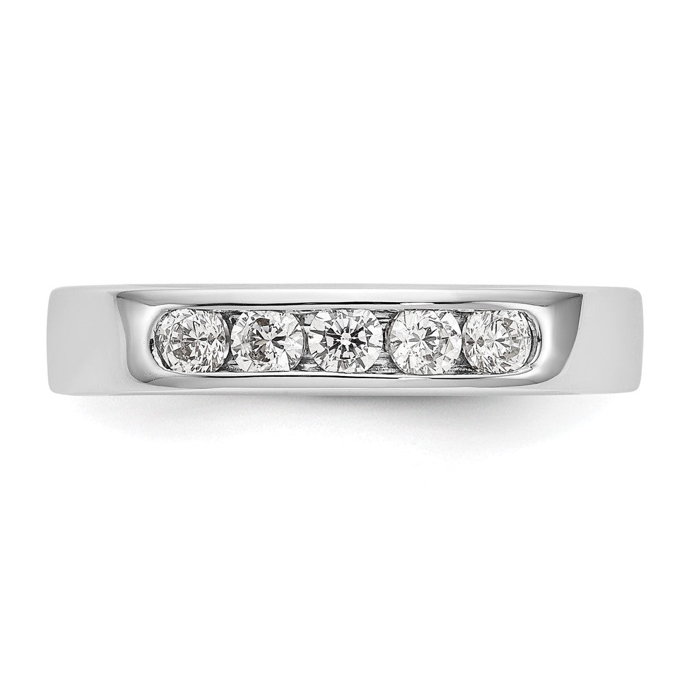 14K Weißgold 5 Stein 3/8 Karat Rund Diamant Komplett Kanalfassung Ring