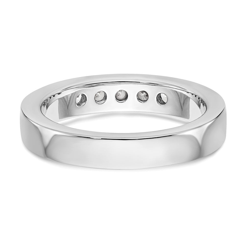 14K Weißgold 5 Stein 3/8 Karat Rund Diamant Komplett Kanalfassung Ring