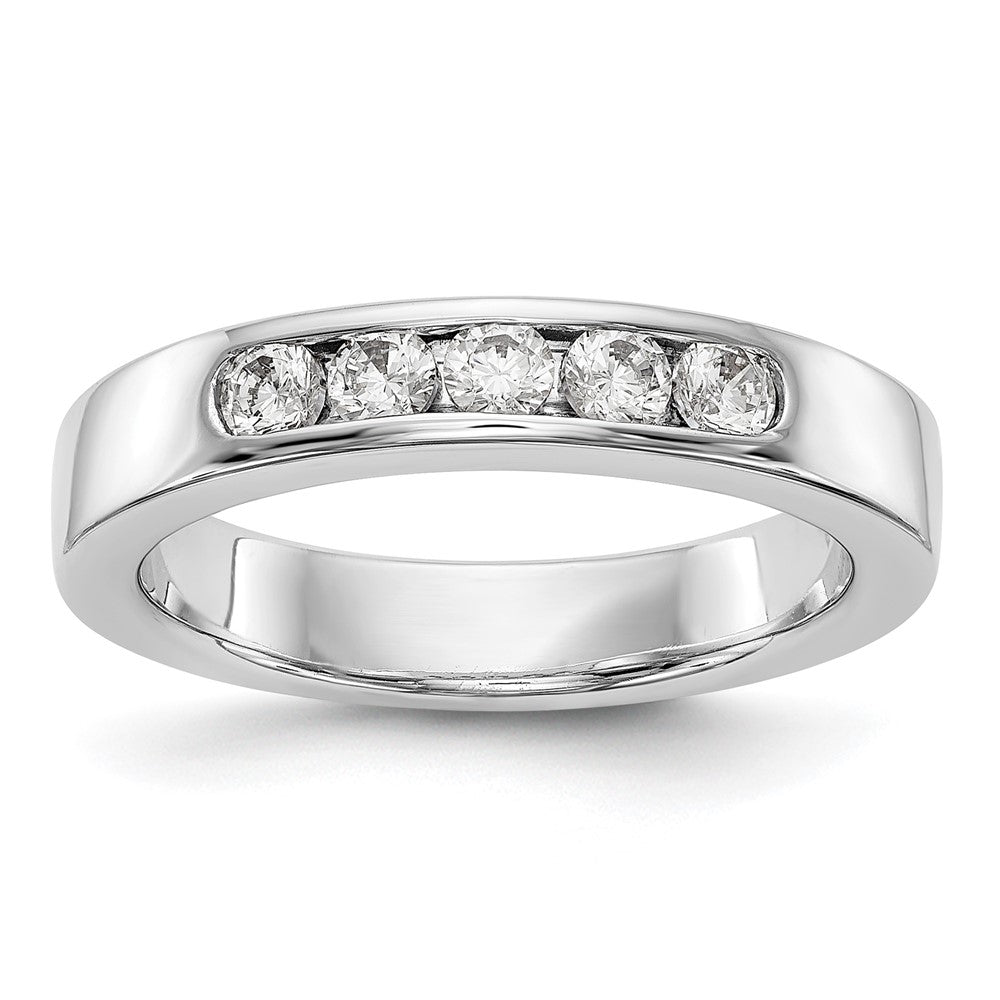 14K Weißgold 5 Stein 3/8 Karat Rund Diamant Komplett Kanalfassung Ring