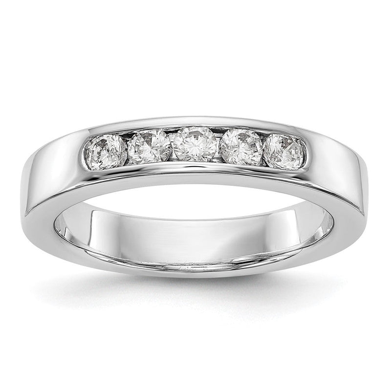 585 Weißgold Fünf-Stein-Ring mit natürlichen Diamanten in Kanalfassung