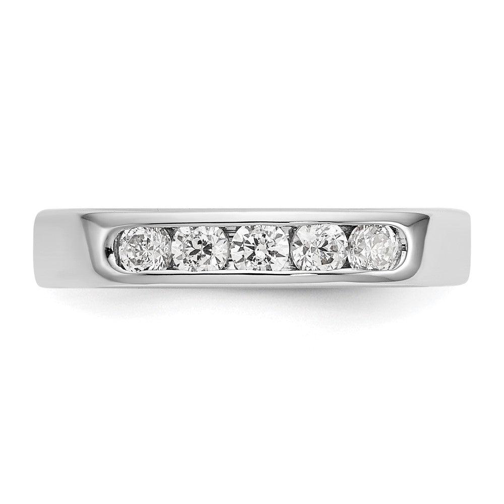 14K Weißgold 5 Stein 1/2 Karat Rund Diamant Komplett Kanalfassung Ring