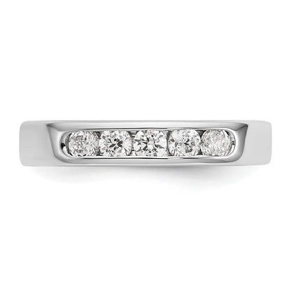 14K Weißgold 5 Stein 1/2 Karat Rund Diamant Komplett Kanalfassung Ring