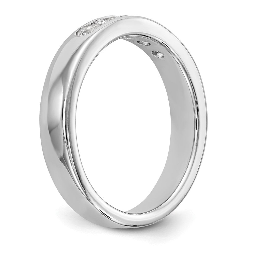 14K Weißgold Ehering mit 5 Diamanten in Kanalfassung