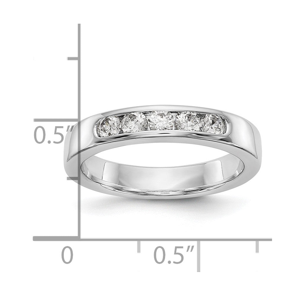 14K Weißgold 5 Stein 1/2 Karat Rund Diamant Komplett Kanalfassung Ring