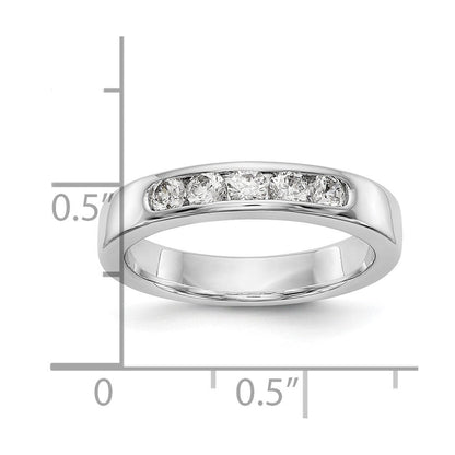 14K Weißgold 5 Stein 1/2 Karat Rund Diamant Komplett Kanalfassung Ring
