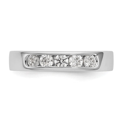 14K Weißgold 5 Stein 1/2 Karat Rund Diamant Komplett Kanalfassung Ring