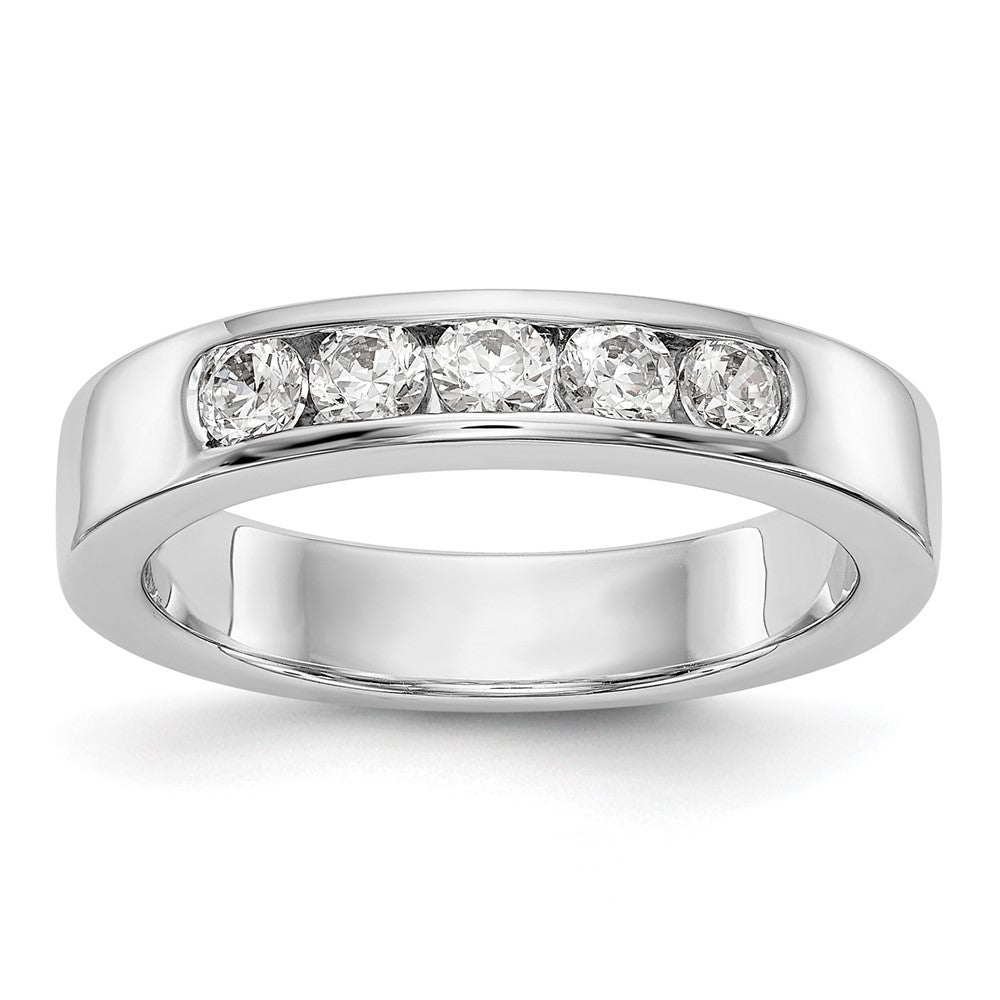 14K Weißgold 5 Stein 1/2 Karat Rund Diamant Komplett Kanalfassung Ring