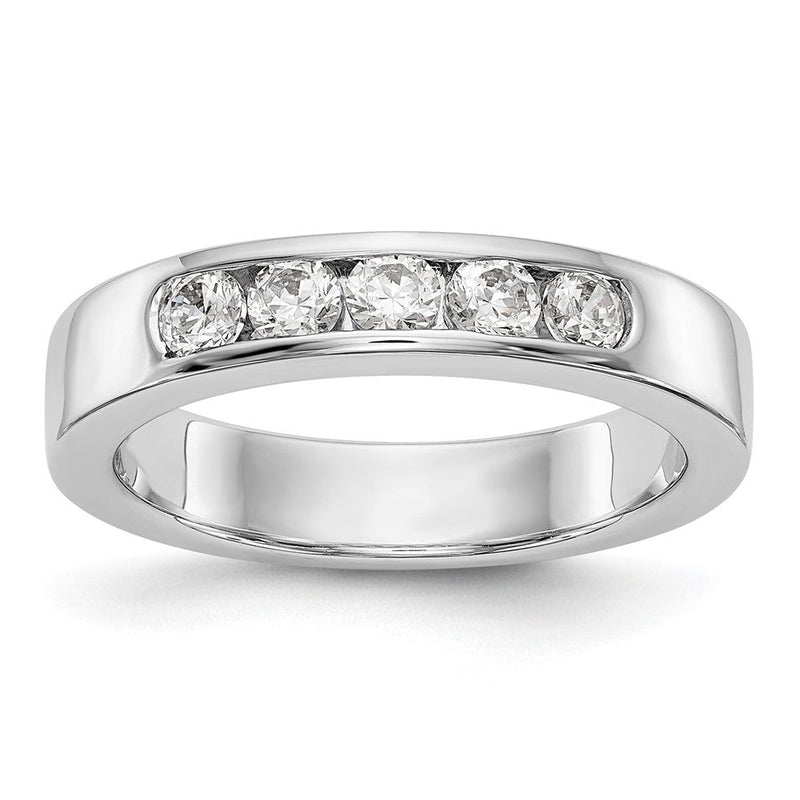 14K Weißgold Ring mit 5 natürlichen Diamanten in Kanalfassung