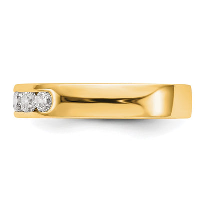 14K Gelbgold Ring mit 5 echten Diamanten in Kanalfassung