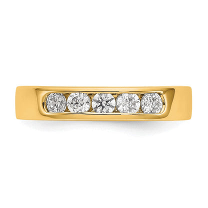 14K Gelbgold Ring mit 5 echten Diamanten in Kanalfassung