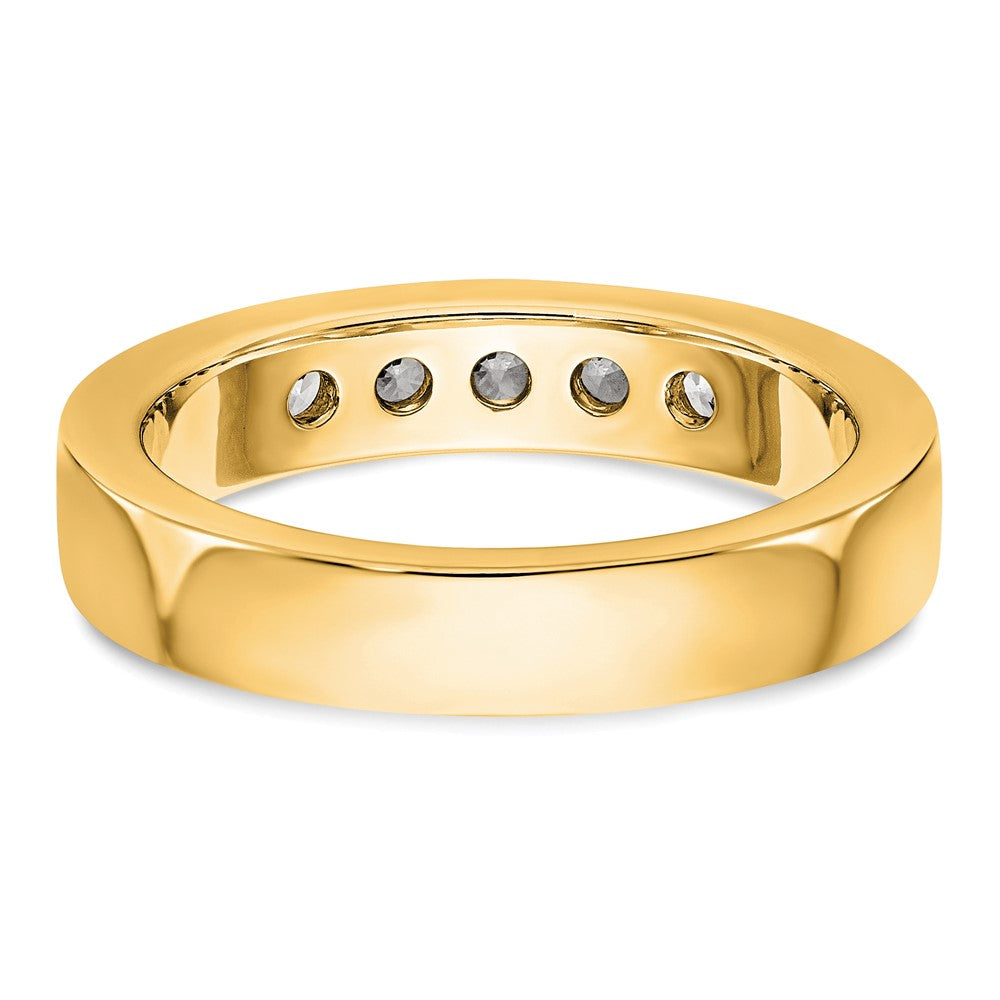 14K Gelbgold Ring mit 5 echten Diamanten in Kanalfassung