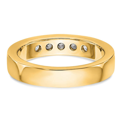 14K Gelbgold Ring mit 5 echten Diamanten in Kanalfassung