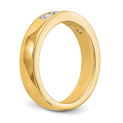 14K Gelbgold Ring mit 5 echten Diamanten in Kanalfassung