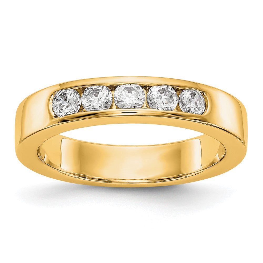 14K Gelbgold Ring mit 5 echten Diamanten in Kanalfassung