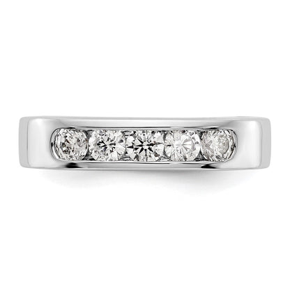 14K Weißgold Ring mit 5 natürlichen Diamanten in Kanalfassung
