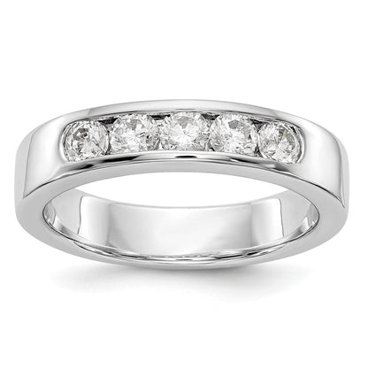 14K Weißgold Ring mit 5 natürlichen Diamanten in Kanalfassung