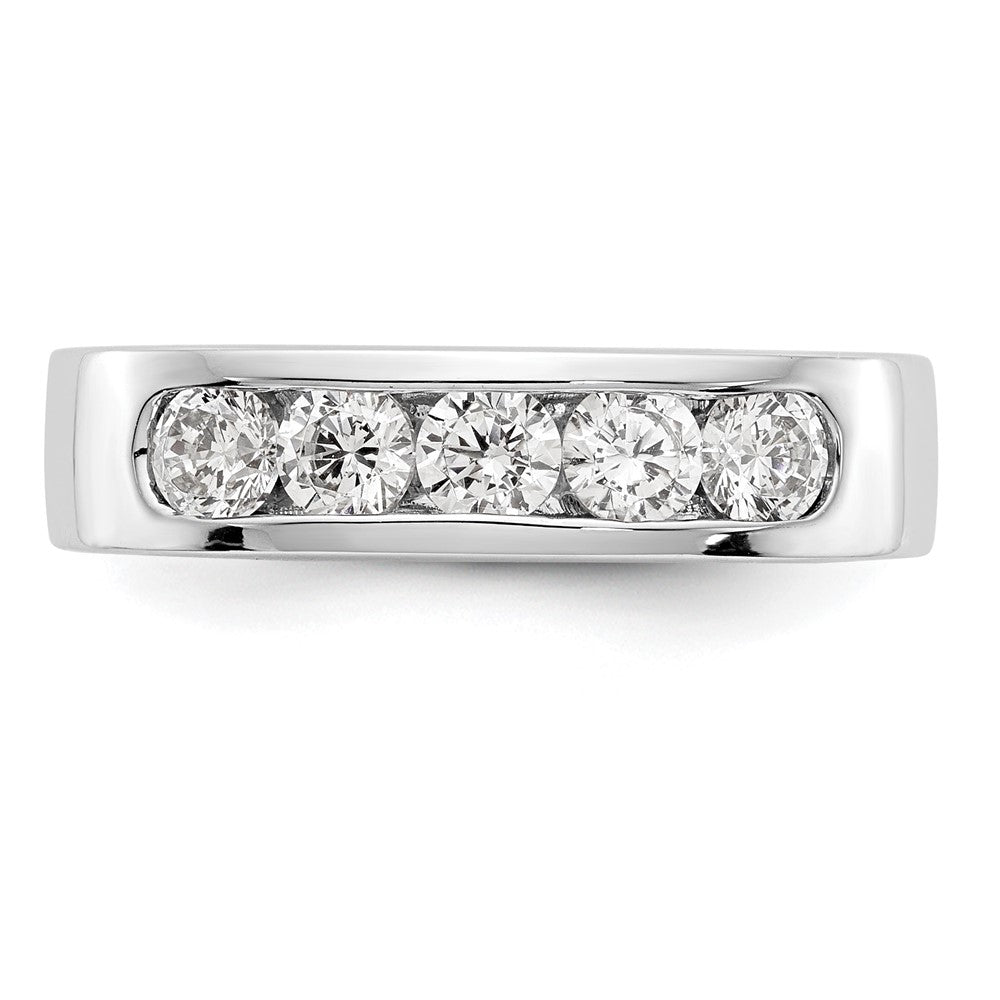 14K Weißgold Ehering mit 5 Diamanten in Kanalfassung, 0,75 ct. Gesamtgewicht