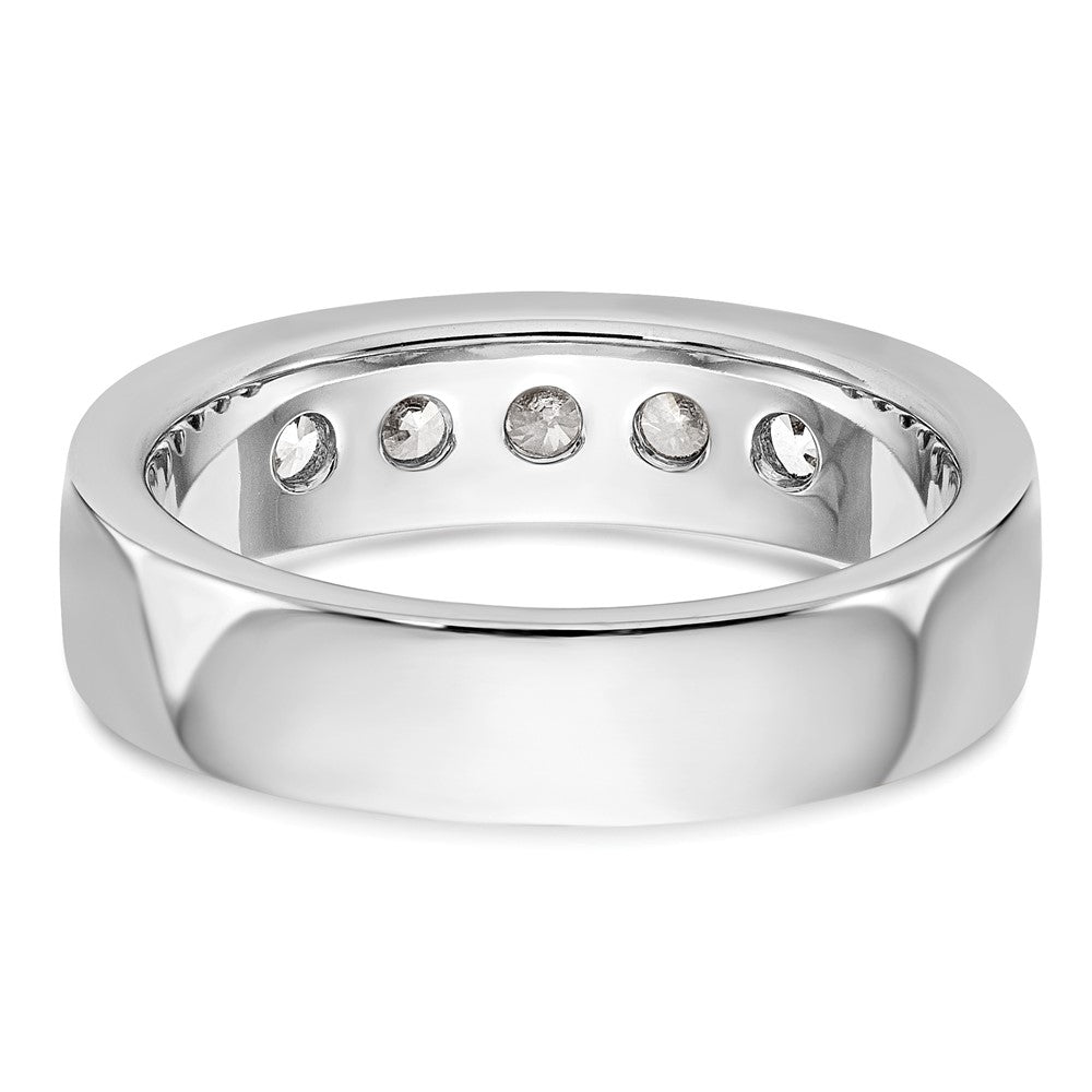 14K Weißgold Ehering mit 5 Diamanten in Kanalfassung, 0,75 ct. Gesamtgewicht