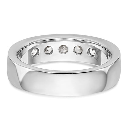 14K Weißgold Ehering mit 5 Diamanten in Kanalfassung, 0,75 ct. Gesamtgewicht