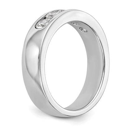 14K Weißgold Ehering mit 5 Diamanten in Kanalfassung, 0,75 ct. Gesamtgewicht