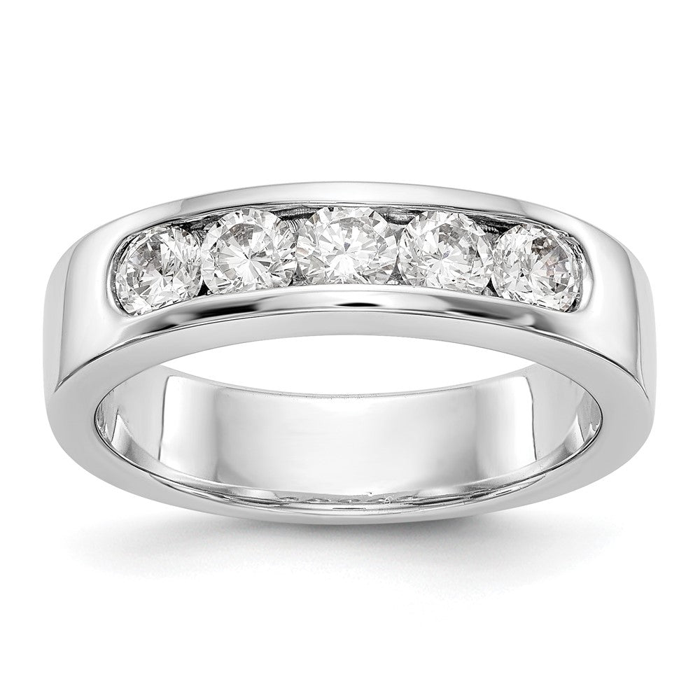 14K Weißgold Ehering mit 5 Diamanten in Kanalfassung, 0,75 ct. Gesamtgewicht