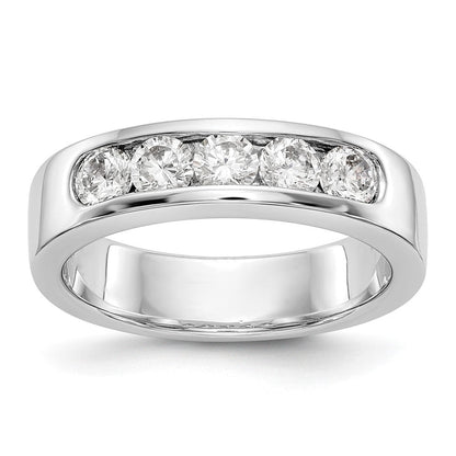 14K Weißgold Ehering mit 5 Diamanten in Kanalfassung, 0,75 ct. Gesamtgewicht