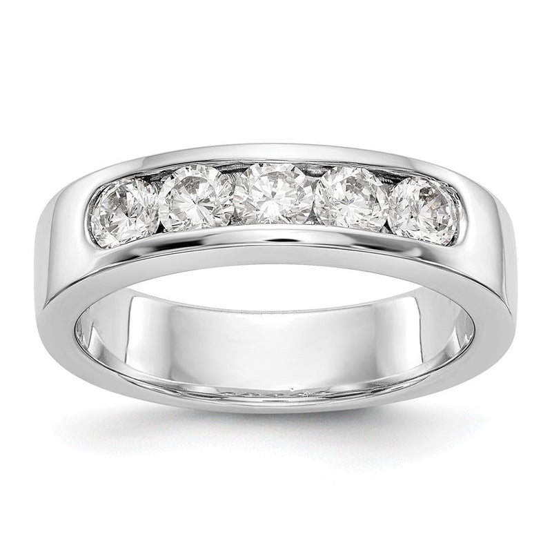 14K Weißgold Fünf-Stein Diamant Ring mit Kanalfassung