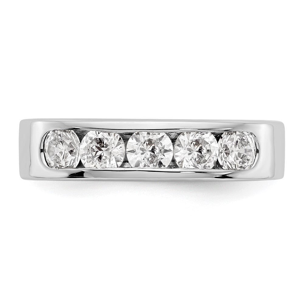 14K Weißgold 5-stone Echt Diamant Kanalfassung Ring