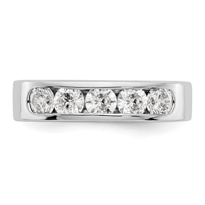 14K Weißgold 5-stone Echt Diamant Kanalfassung Ring