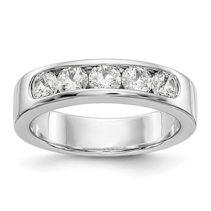 14K Weißgold 5-stone Echt Diamant Kanalfassung Ring