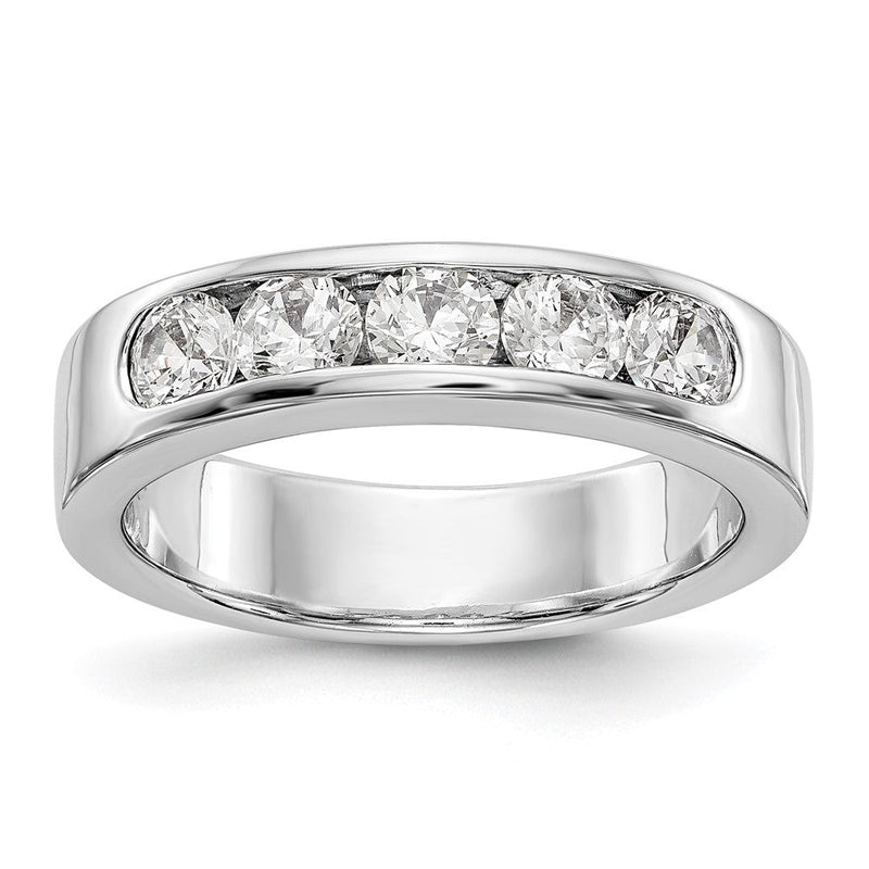 14K Weißgold Ring mit 5 Diamanten in Kanalfassung