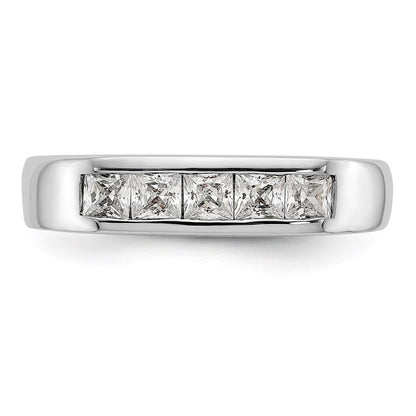 14K Weißgold Fünf-Steine-Ring mit natürlichen Diamanten in Kanalfassung