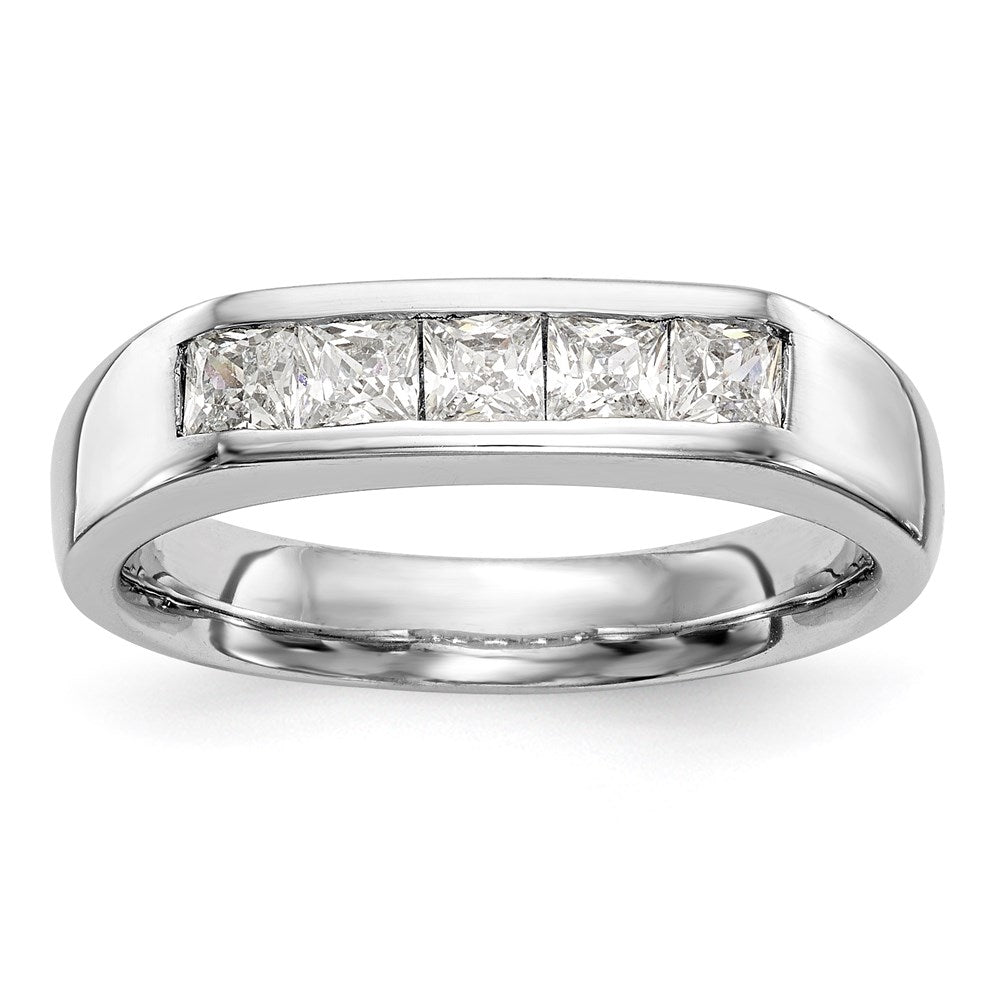 14K Weißgold Fünf-Steine-Ring mit natürlichen Diamanten in Kanalfassung