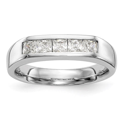 14K Weißgold Fünf-Steine-Ring mit natürlichen Diamanten in Kanalfassung